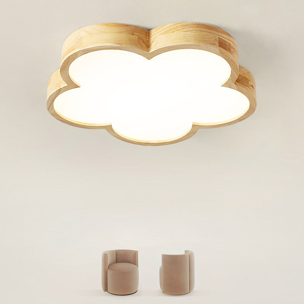 Wabi-Sabi Wooden Floral LED Ceiling Light Fixture for Bedroom Ambience and Aesthetic Illumination