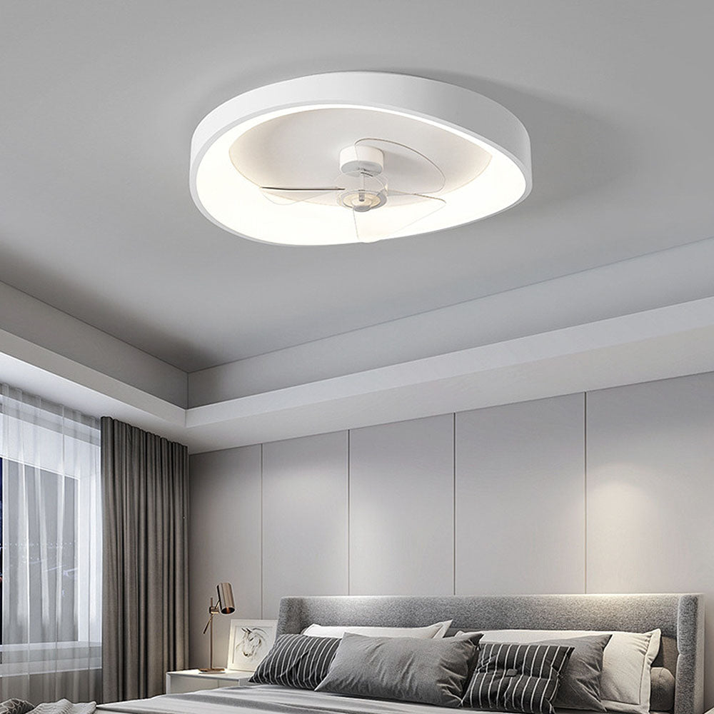 Sleek Modern Minimalist White Iron Ceiling Fan with Integrated Light for Stylish Home Interiors