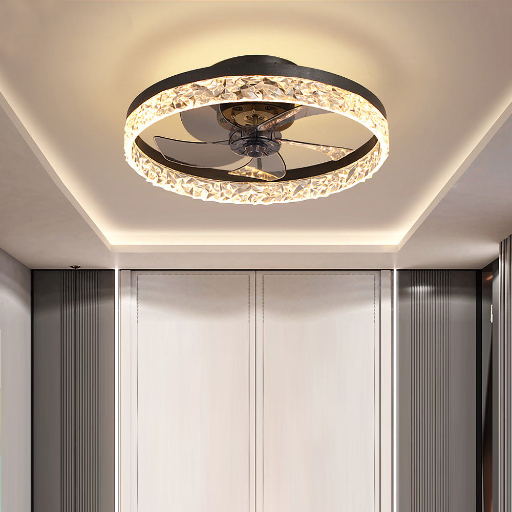 Modern Round Ceiling Fan with LED Light - Stylish Hardware Design for Enhanced Airflow and Illumination in Any Room