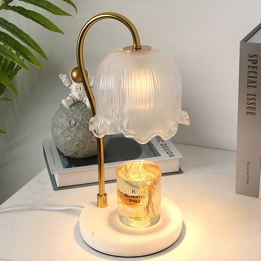 Modern Floral Glass Candle Warmer Lamp - Stylish Flower-Shaped Design for Effortless Home Fragrance and Ambiance