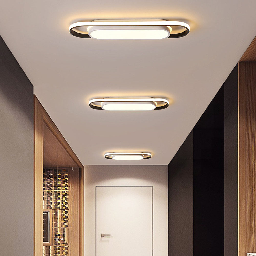 Sleek Black LED Corridor Ceiling Lights - Long, Low Profile Design for Modern Hallways and Spaces, Perfect for Subtle Illumination