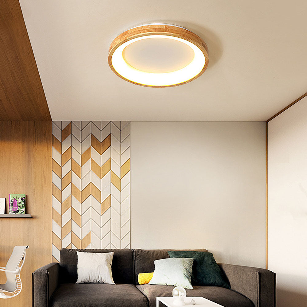 Minimalist Disc Wood LED Ceiling Light for Bedroom – Stylish and Modern Illumination for Contemporary Spaces