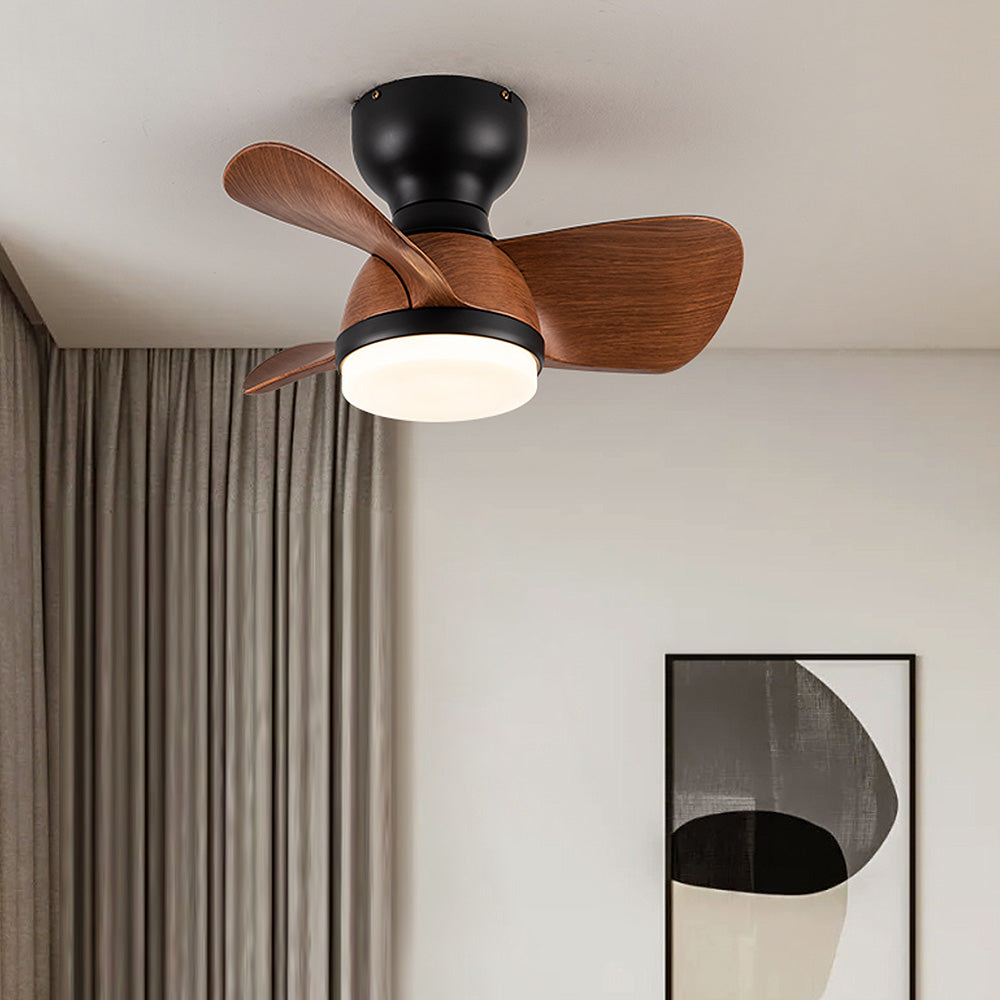 Elegant Wooden Ceiling Fan with LED Light for a Stylish Bedroom Ambience - Simple Design for Modern Living Spaces