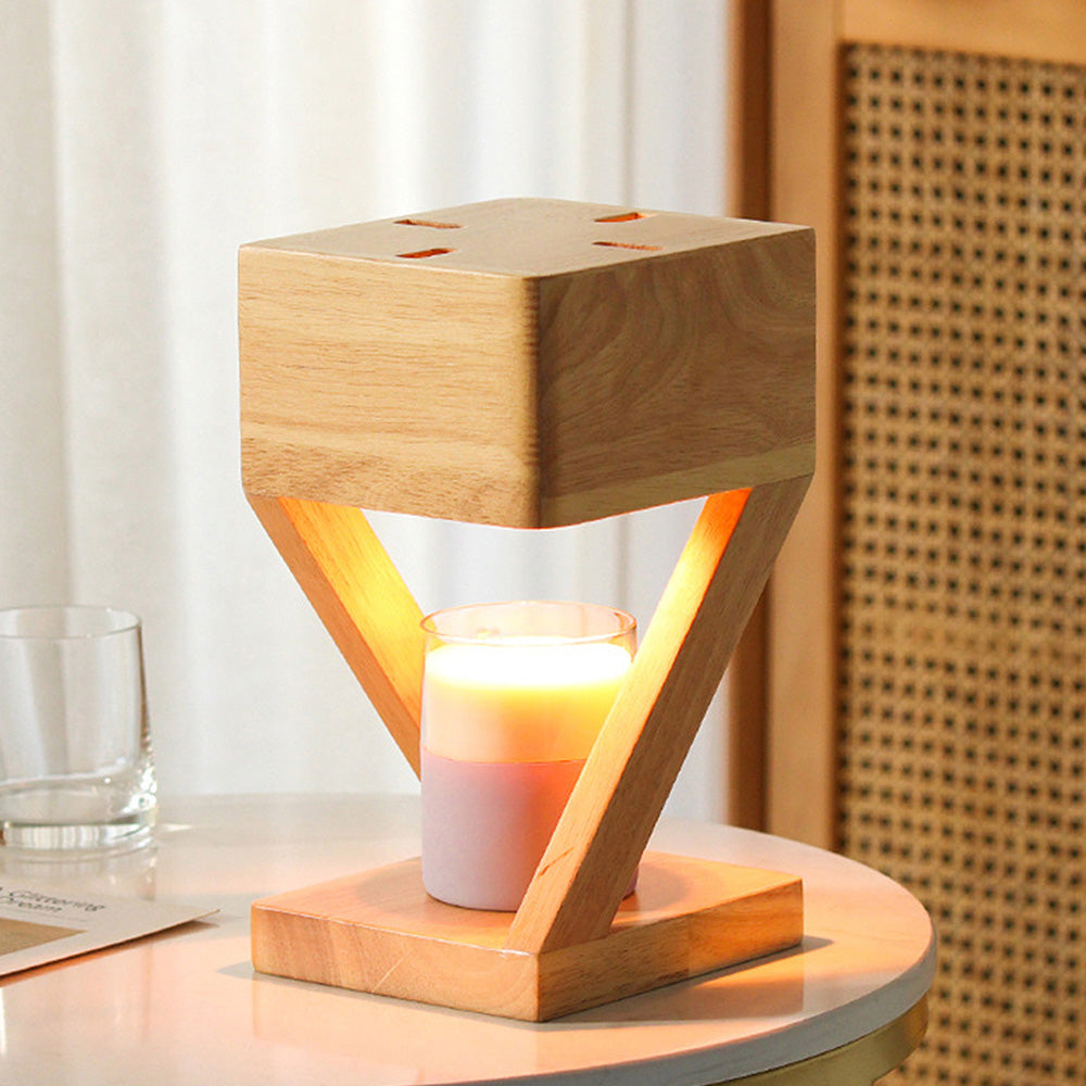 Contemporary Wooden Square Mini Candle Lamp for Bedroom Ambience and Warmth - Stylish Home Decor Lighting Solution