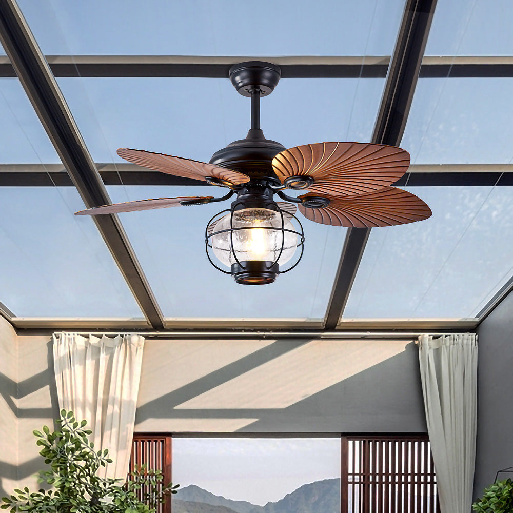 Sleek Black Creative Ceiling Fans with Outdoor Lighting for Stylish Home and Garden Spaces