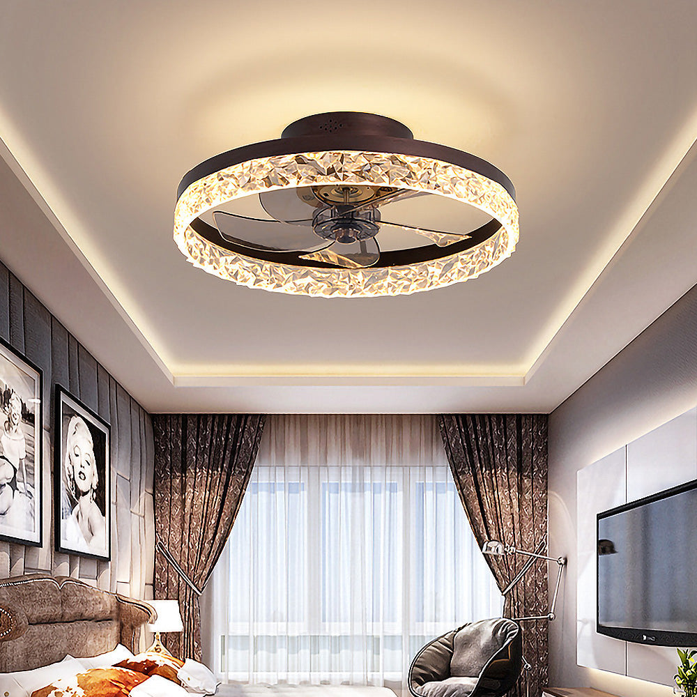 Modern Round Ceiling Fan with LED Light - Stylish Hardware Design for Enhanced Airflow and Illumination in Any Room