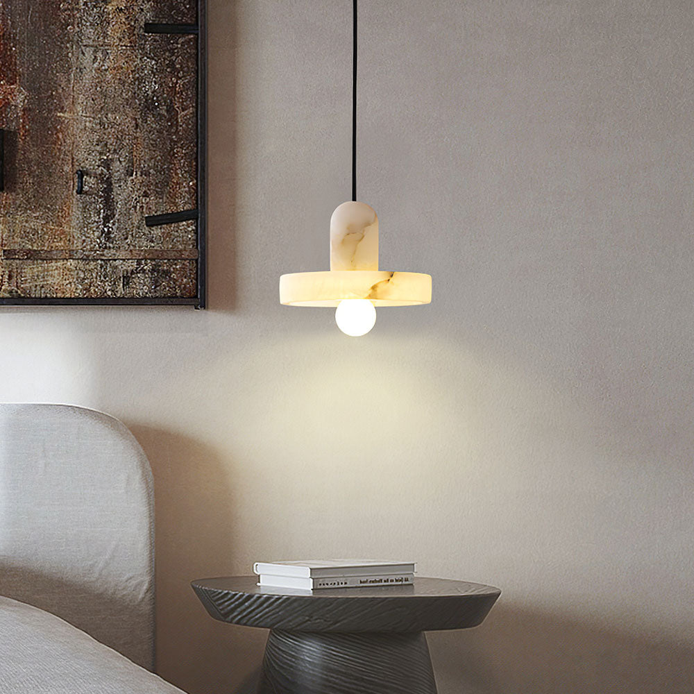 Elegant White Marble Pendant Light for Stylish Living Room Décor and Ambient Illumination