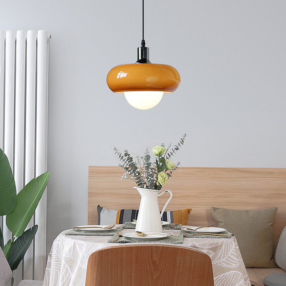 Bauhaus-Inspired Dome Coffee Glass Pendant Light – Stylish, Simple Lighting for Modern Interiors