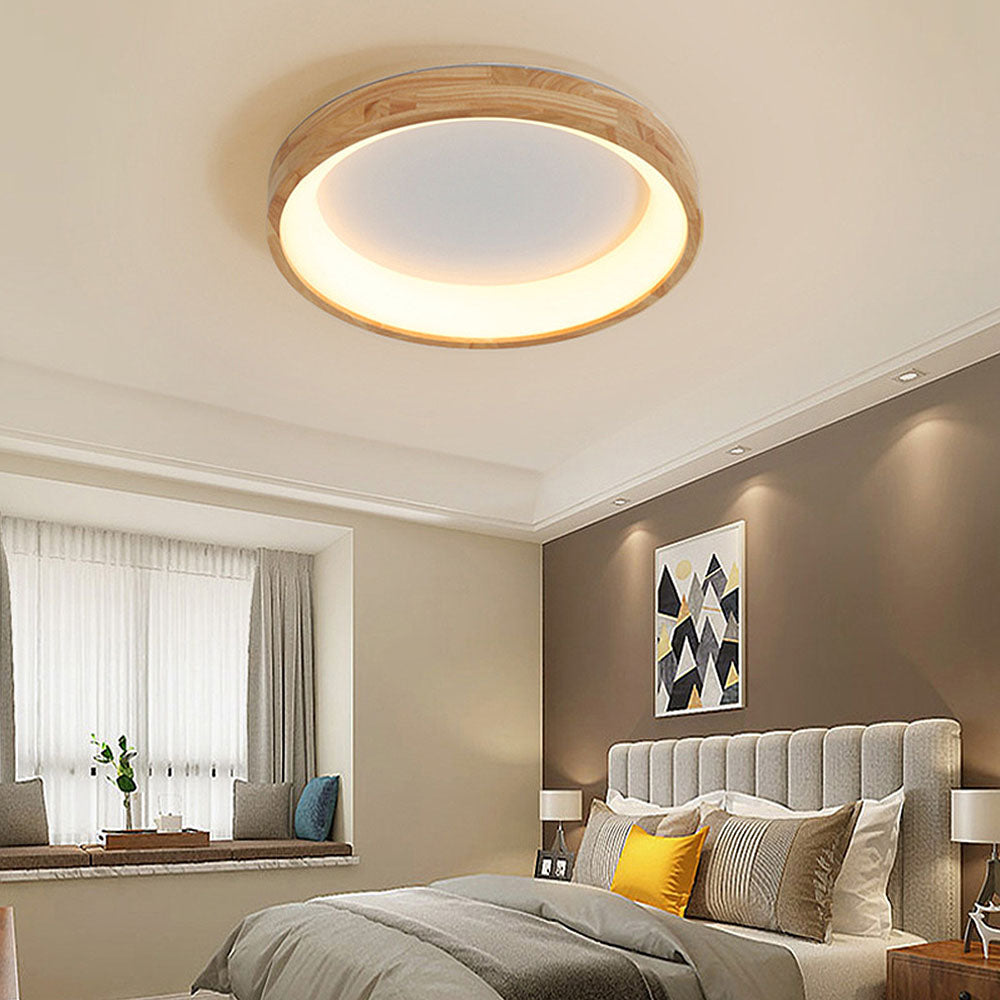 Minimalist Disc Wood LED Ceiling Light for Bedroom – Stylish and Modern Illumination for Contemporary Spaces