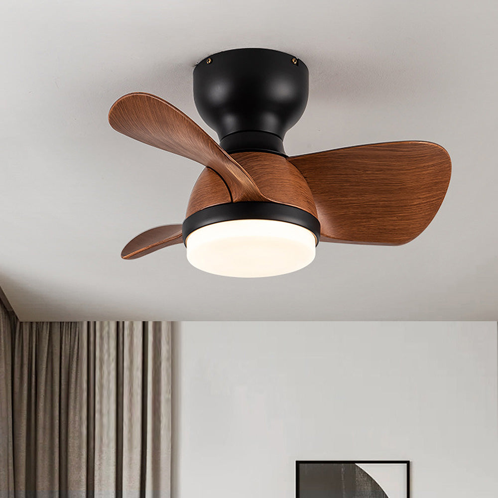 Elegant Wooden Ceiling Fan with LED Light for a Stylish Bedroom Ambience - Simple Design for Modern Living Spaces