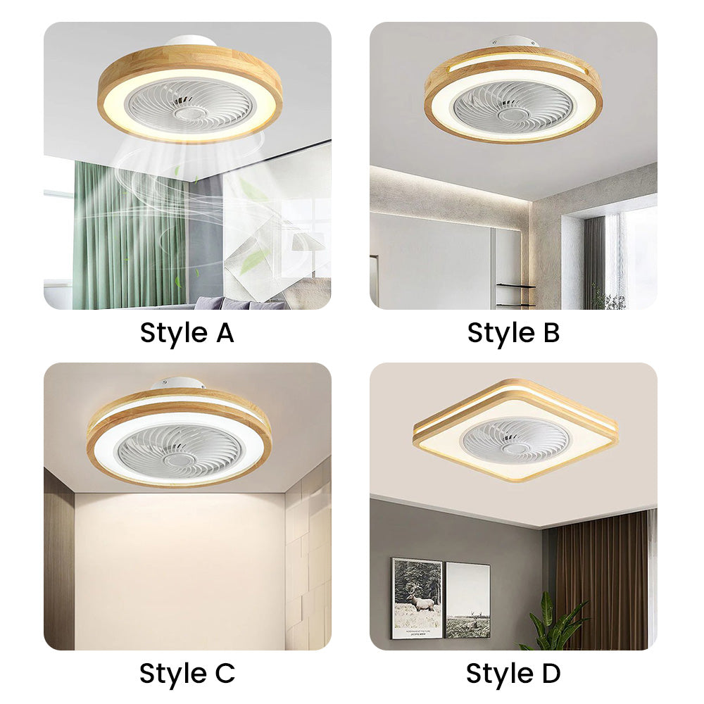 Modern Minimalist Round Wooden Ceiling Fan with Integrated LED Lighting for Stylish Home Decor and Energy Efficiency