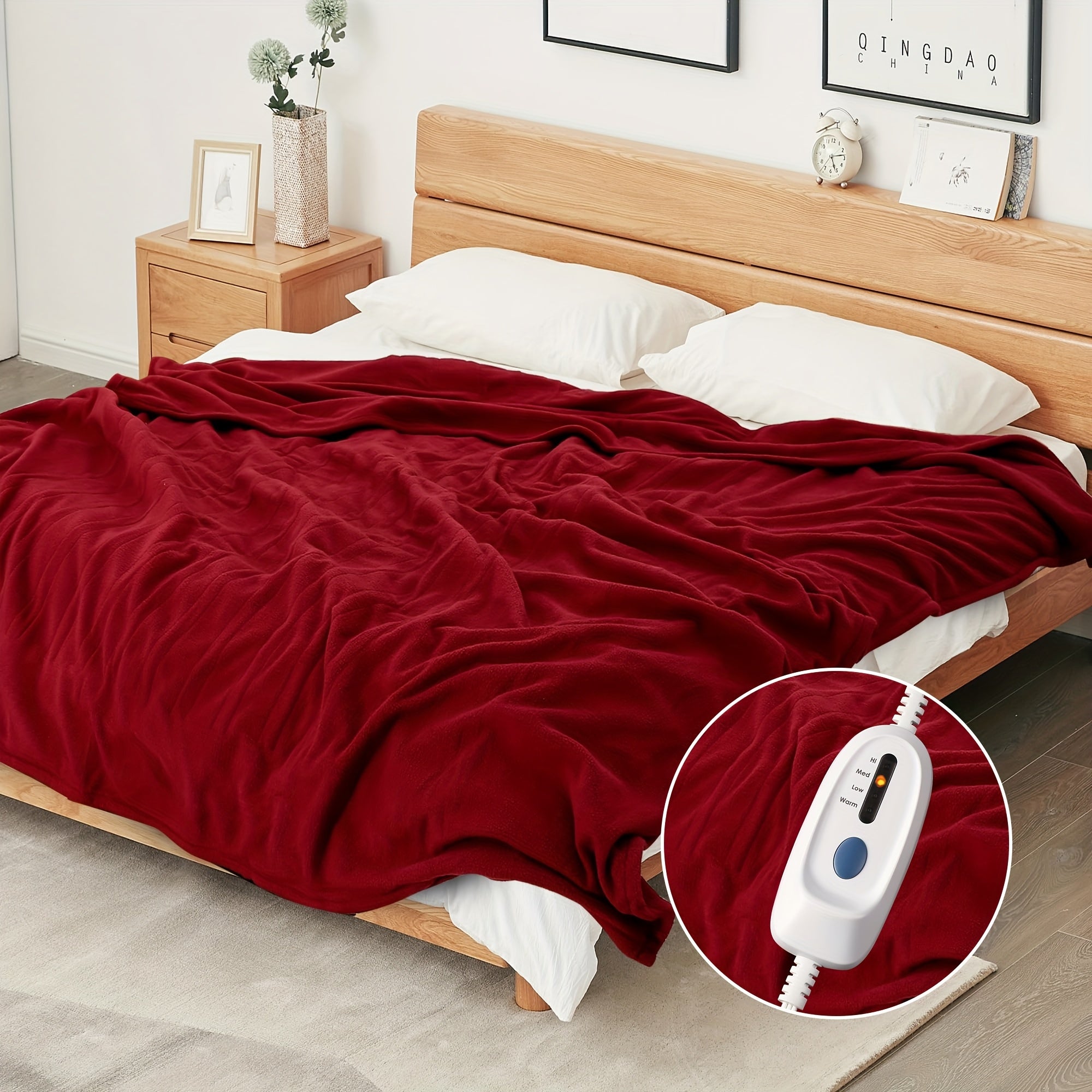 Manta eléctrica de forro polar con calefacción acolchada para cama