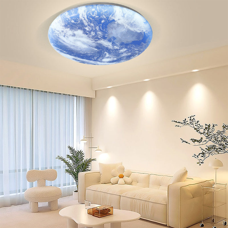 Sleek Minimalist Round Moon LED Ceiling Light Fixture for Modern Home Décor and Ambient Illumination