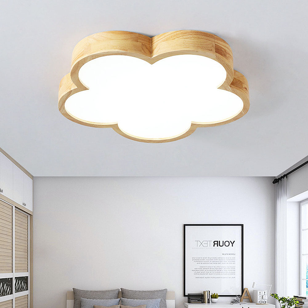 Wabi-Sabi Wooden Floral LED Ceiling Light Fixture for Bedroom Ambience and Aesthetic Illumination