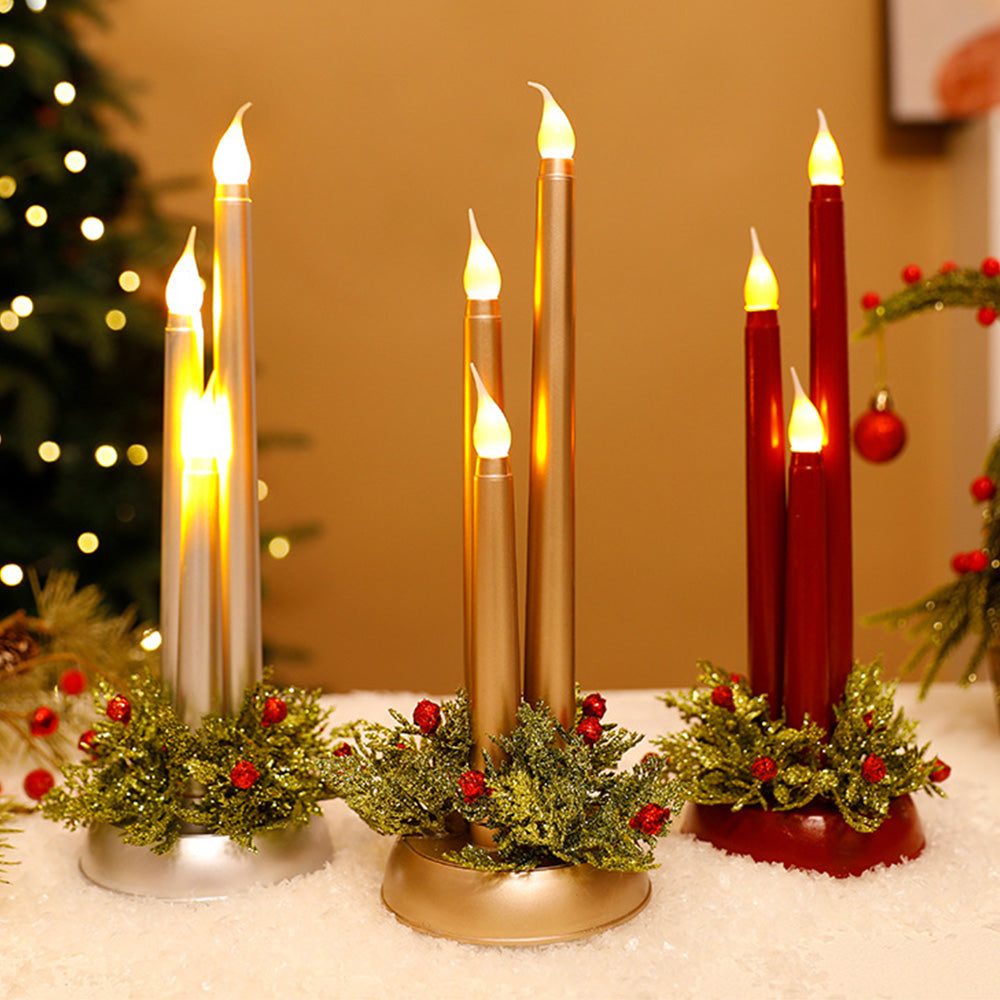 Warm Glow Plastic LED Christmas Candlestick Lights for Festive Home Decoration and Holiday Ambience