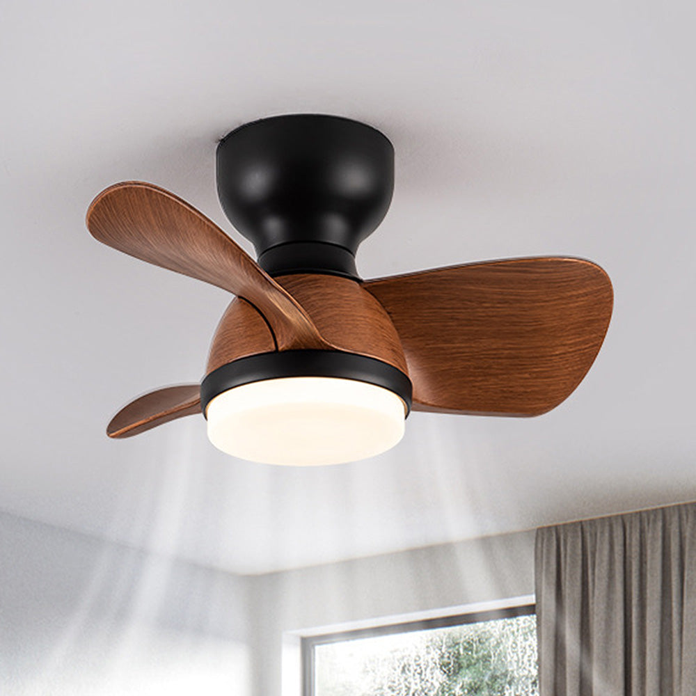 Elegant Wooden Ceiling Fan with LED Light for a Stylish Bedroom Ambience - Simple Design for Modern Living Spaces