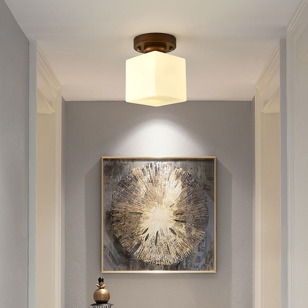 Elegant Minimalist White Semi-Flush Ceiling Light for Hallway - Modern Design, Soft Illumination, Perfect for Any Space