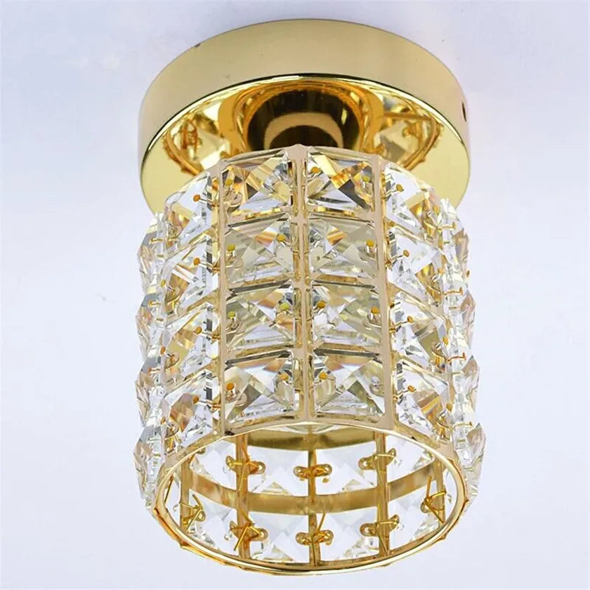 Contemporary Gold Round Glass Semi-Flush Ceiling Light for Hallway - Elegant Lighting Fixture for Modern Interiors