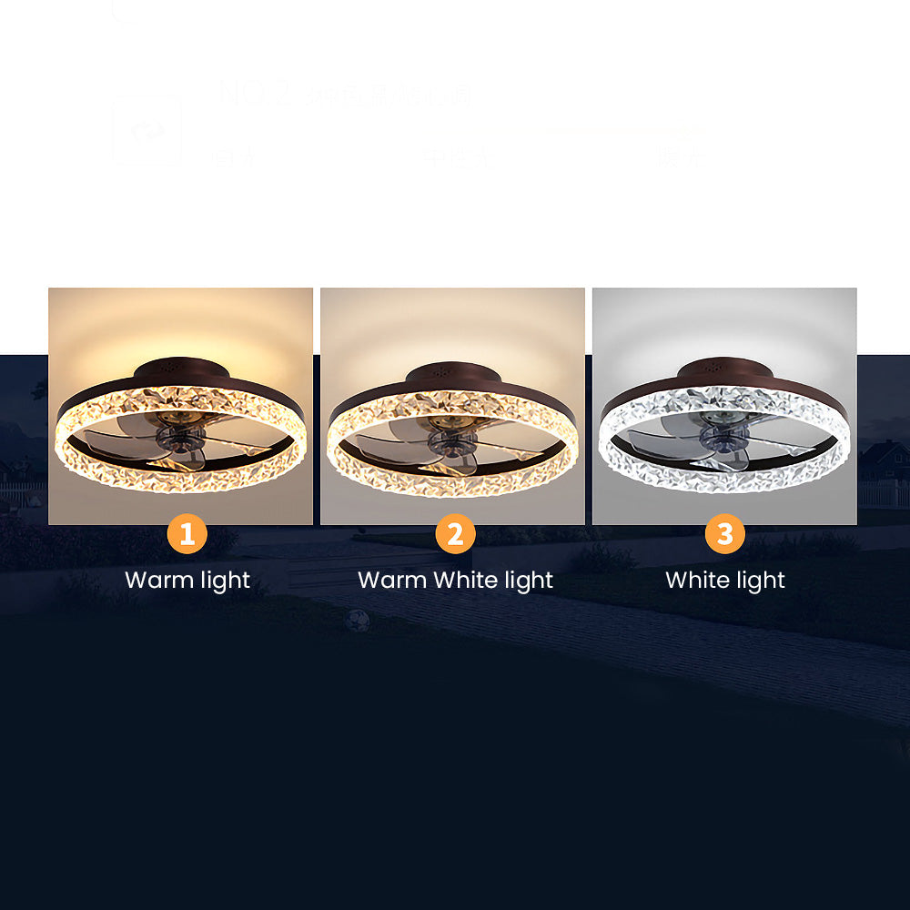 Modern Round Ceiling Fan with LED Light - Stylish Hardware Design for Enhanced Airflow and Illumination in Any Room