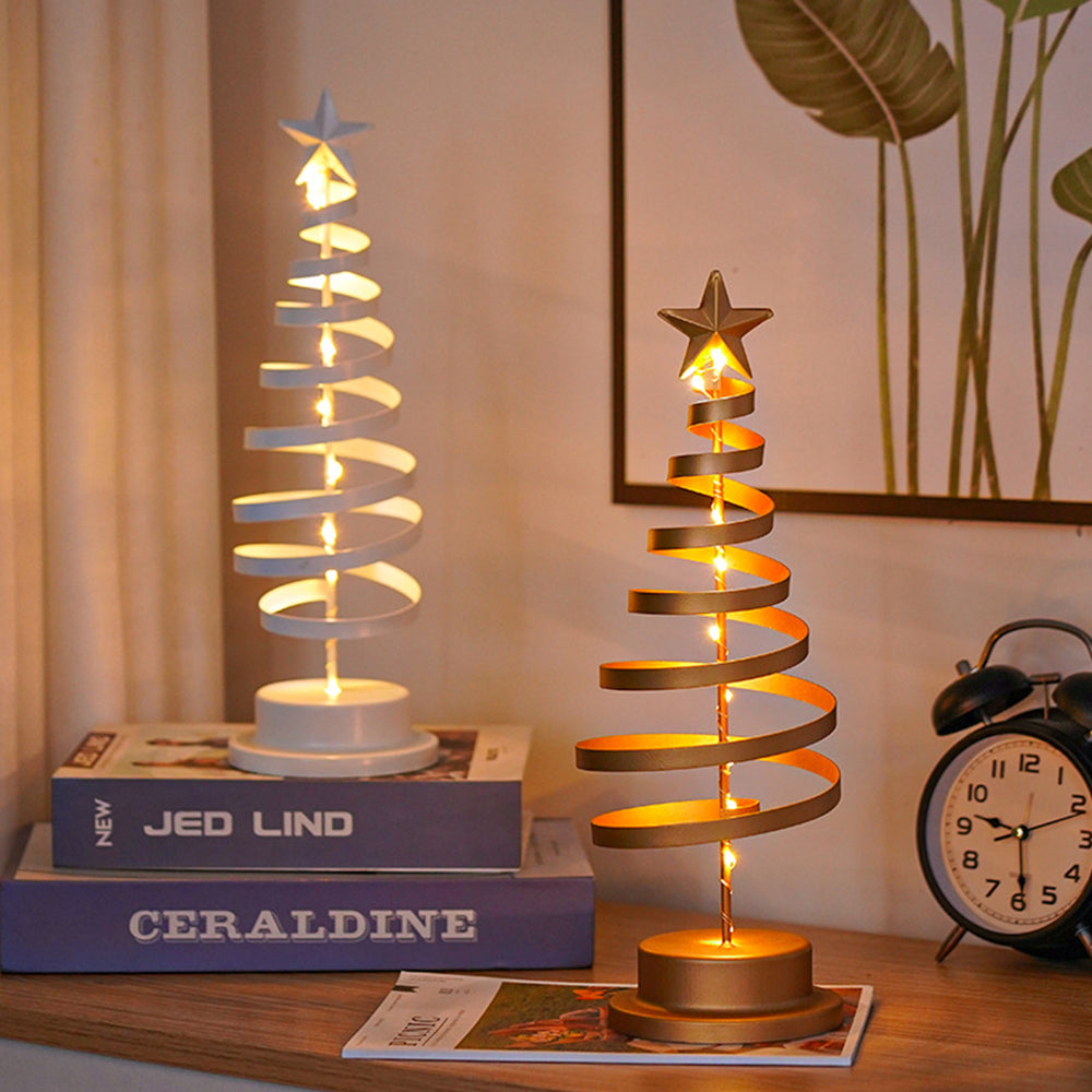 Lámpara de mesa con luces LED y árbol de metal