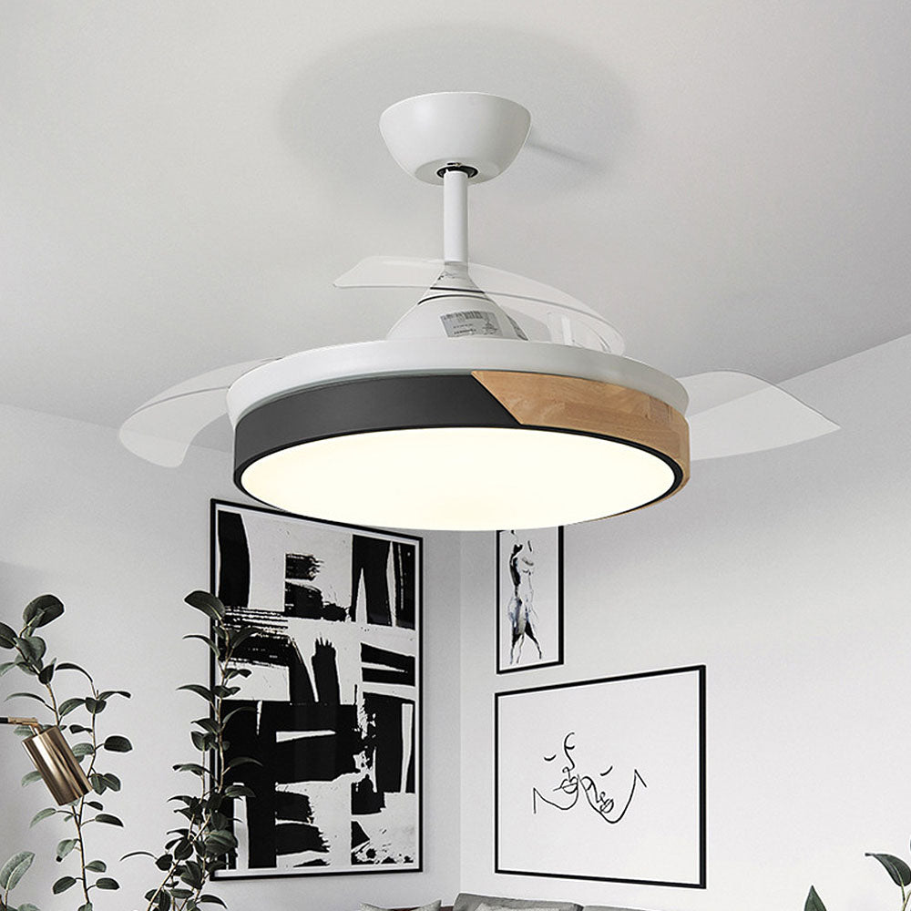 Acrylic Macaron-Inspired Ceiling Fan with Light for Restaurants - Stylish and Functional Lighting Solution