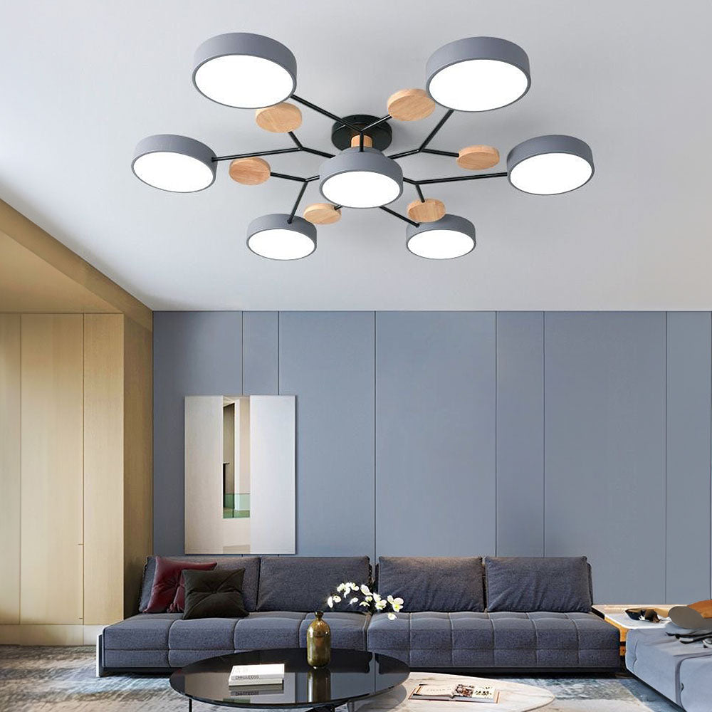 Contemporary Round Low Ceiling Light Fixture for Living Room Ambiance and Style Enhancement