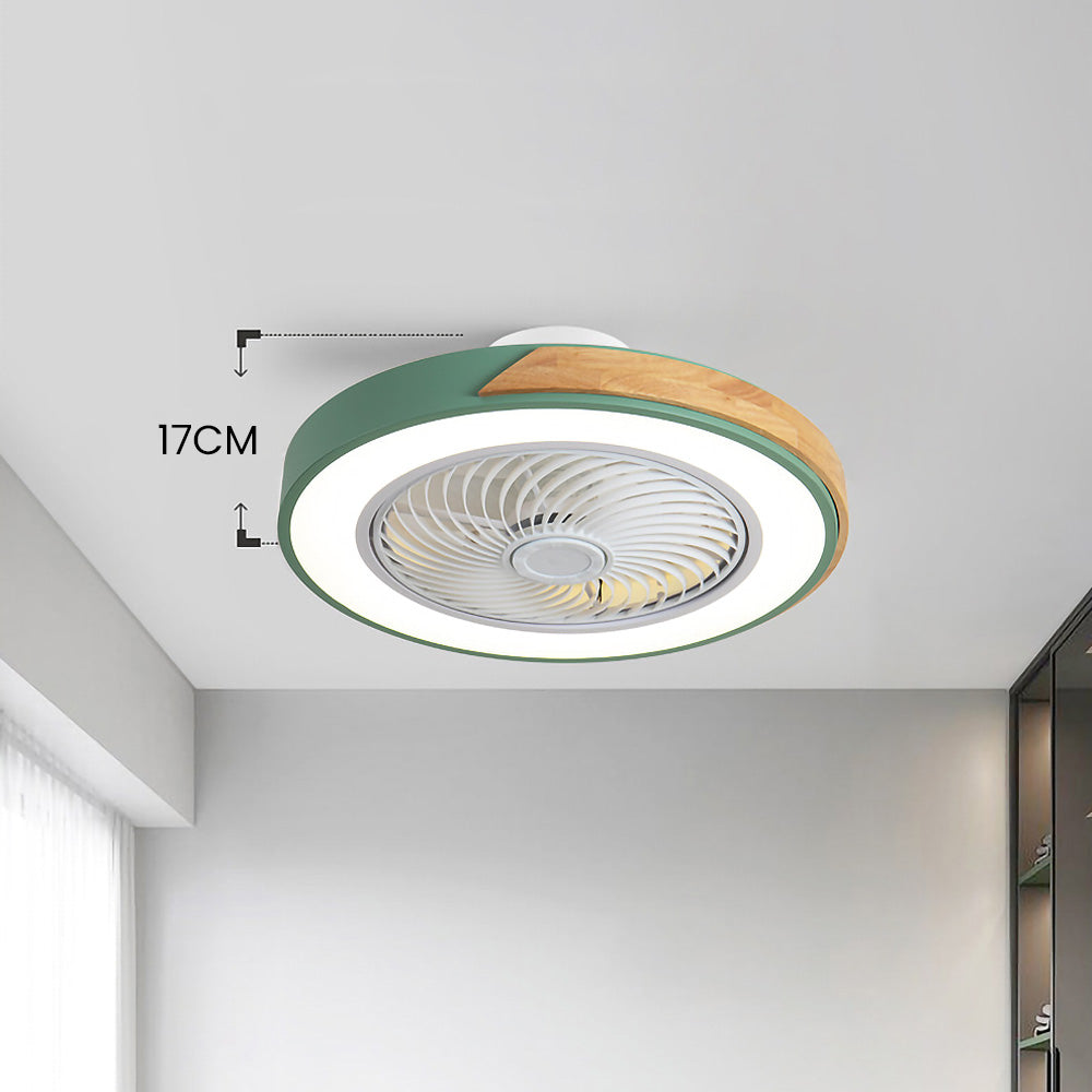 Modern Round Wooden Ceiling Fan with Energy-Efficient LED Lights for Stylish Home Illumination and Air Circulation