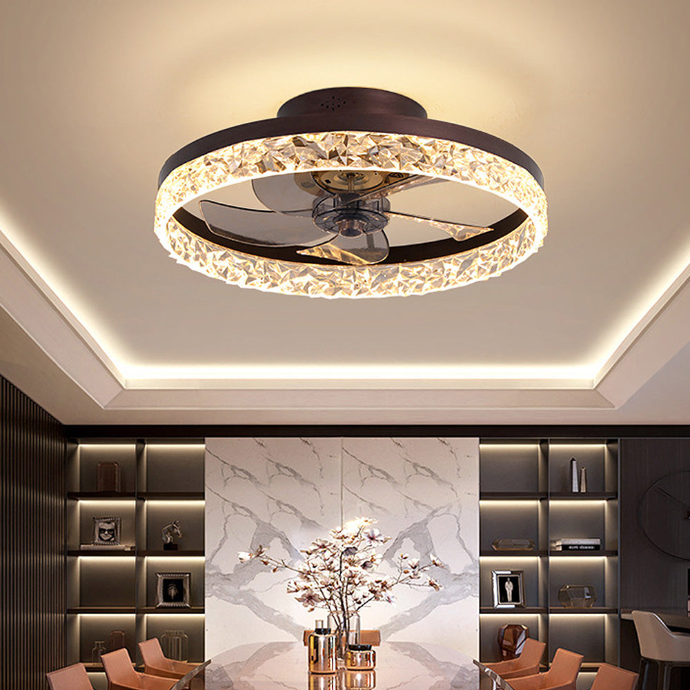 Modern Round Ceiling Fan with LED Light - Stylish Hardware Design for Enhanced Airflow and Illumination in Any Room