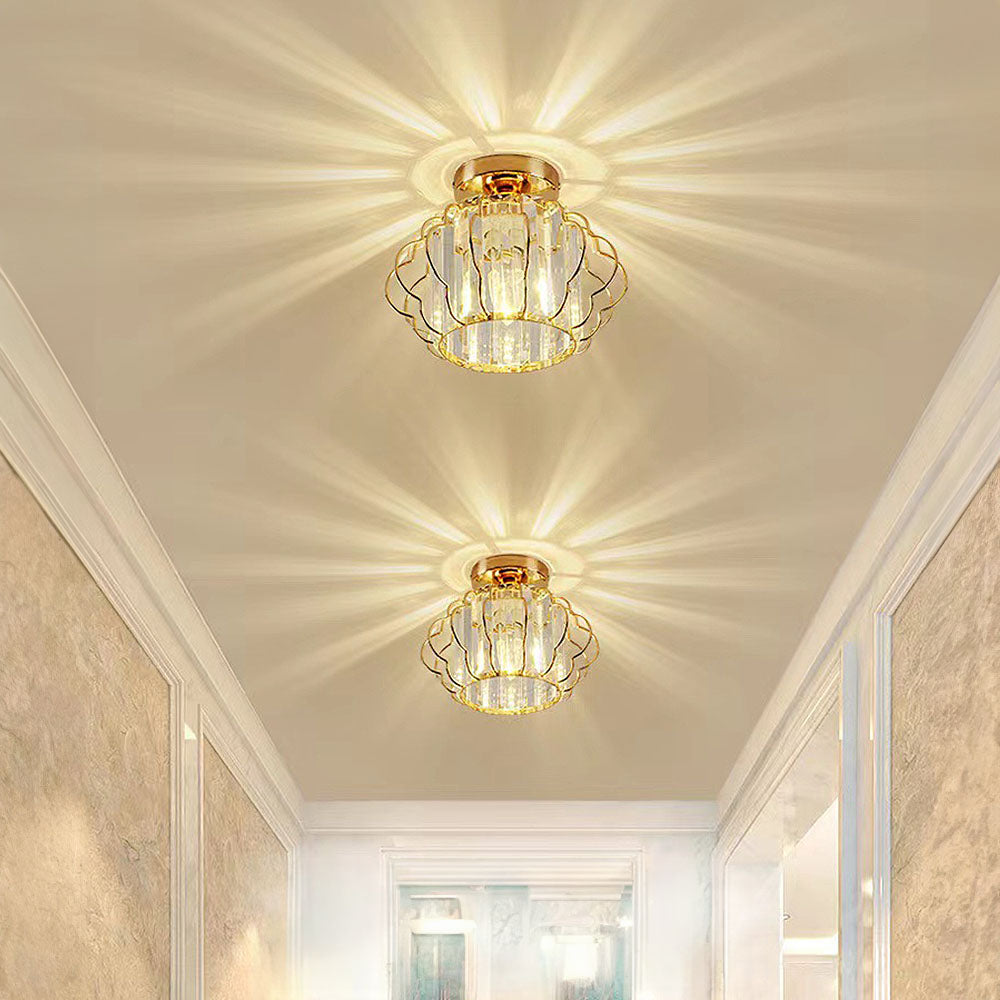 Opulent Gold Crystal Ceiling Light Fixture for Elegant Hallways – Stunning Luxury Lighting for Your Home Decor