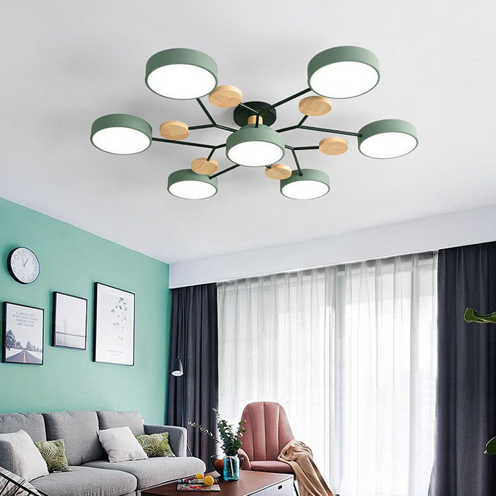 Contemporary Round Low Ceiling Light Fixture for Living Room Ambiance and Style Enhancement