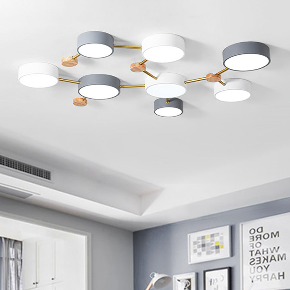 Nordic Inspired Creative Multi-Head LED White Ceiling Light Fixture for Modern Home Illumination