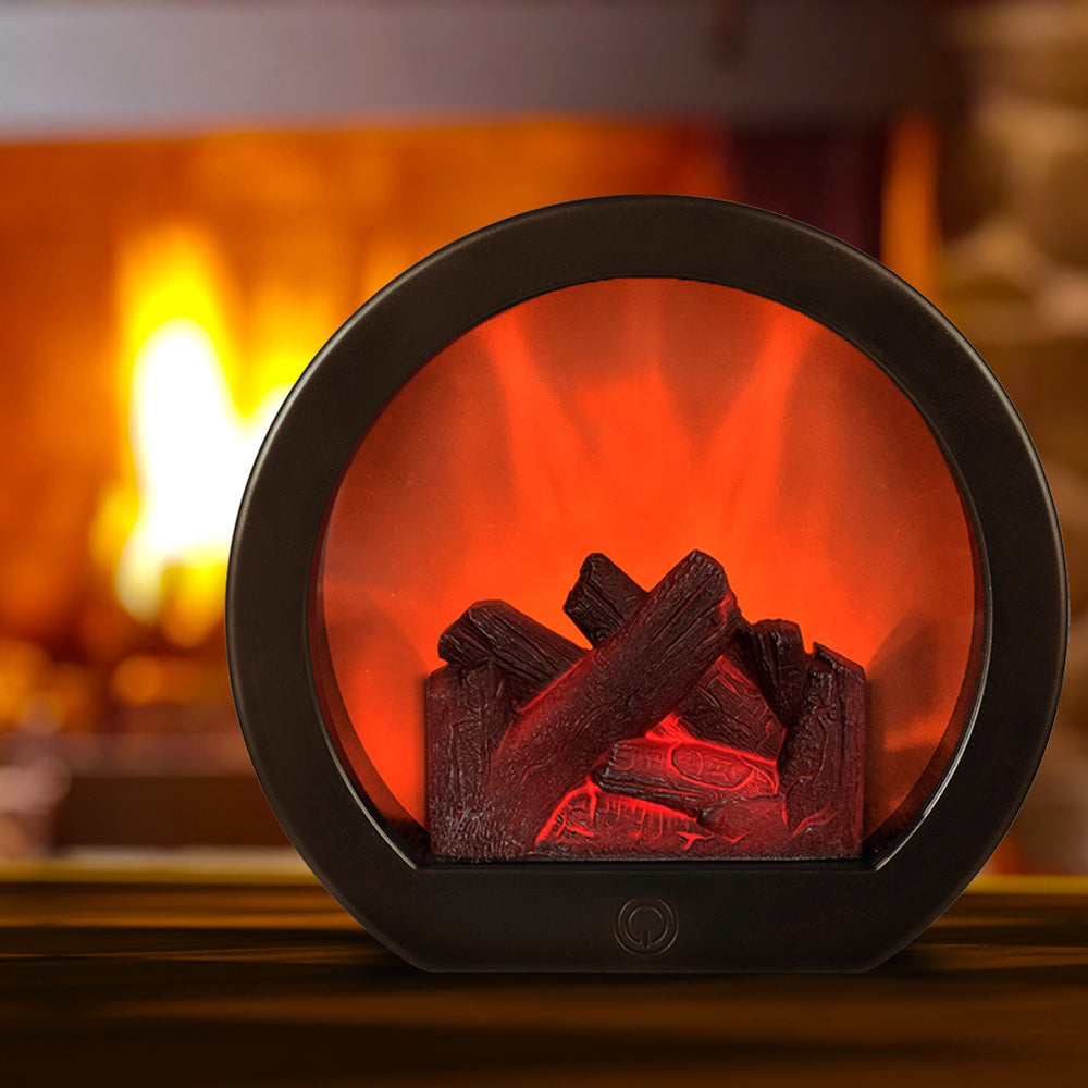 Compact LED Simulated Fireplace Light for Festive Christmas Illuminations and Cosy Ambience