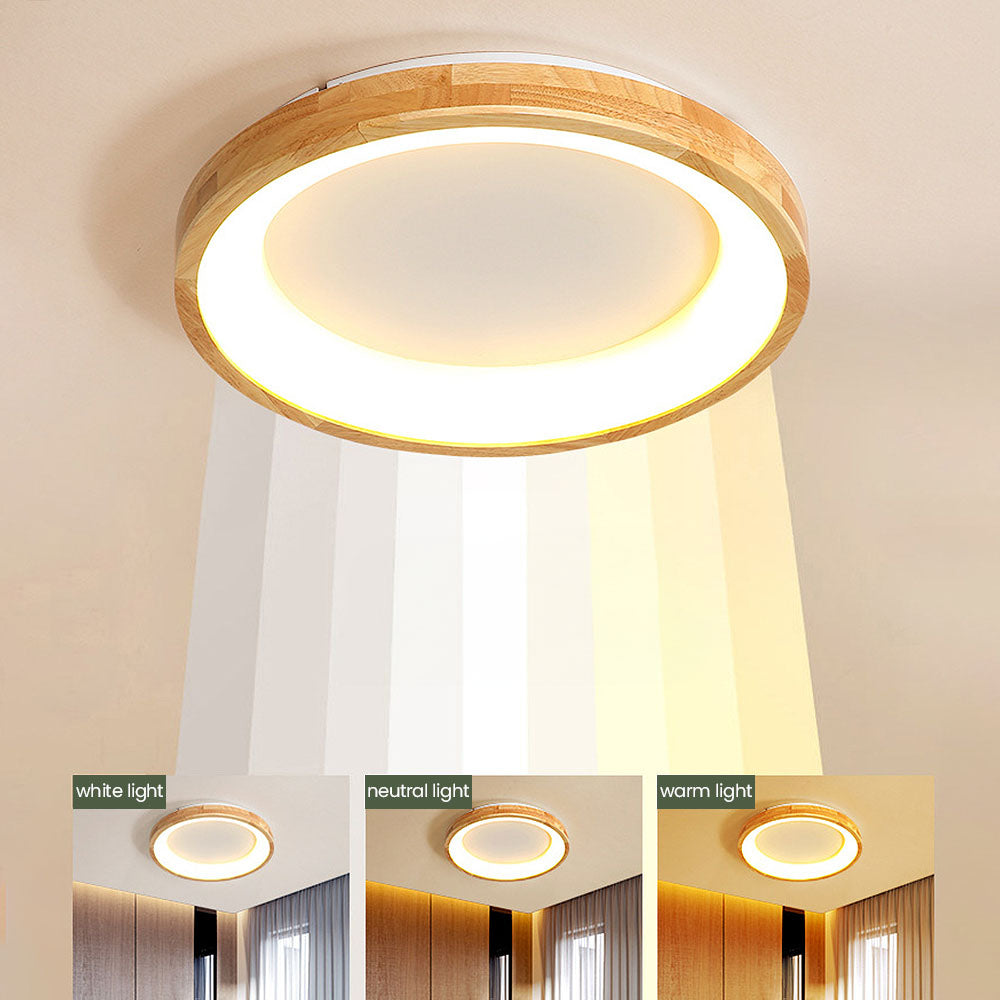 Minimalist Disc Wood LED Ceiling Light for Bedroom – Stylish and Modern Illumination for Contemporary Spaces