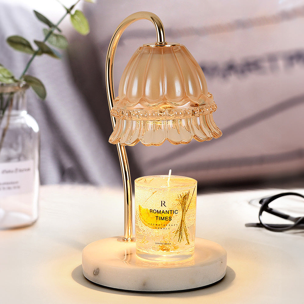 Elegant Glass Flower-Shaped Mini Candle Warming Lamp for Ambient Lighting and Home Décor