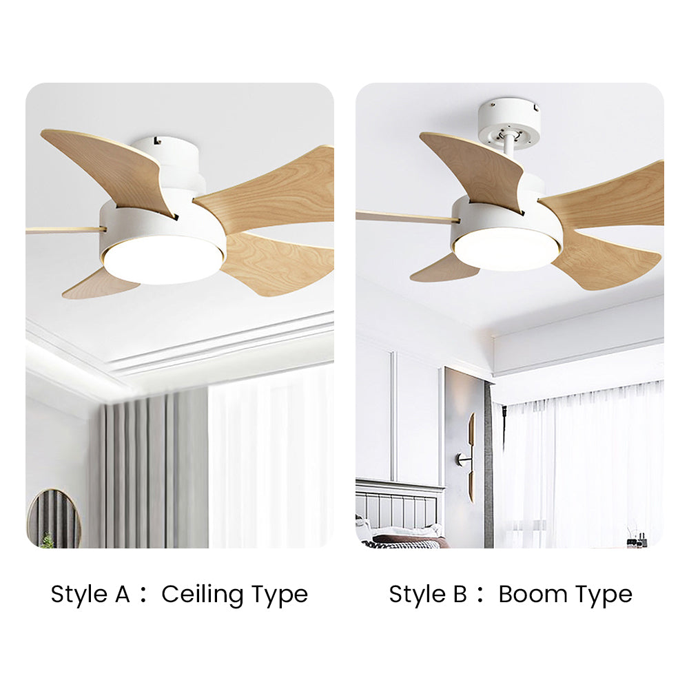 Contemporary Wood Semi-Flush Ceiling Fan with Integrated Lighting for Stylish Home Comfort and Modern Decor