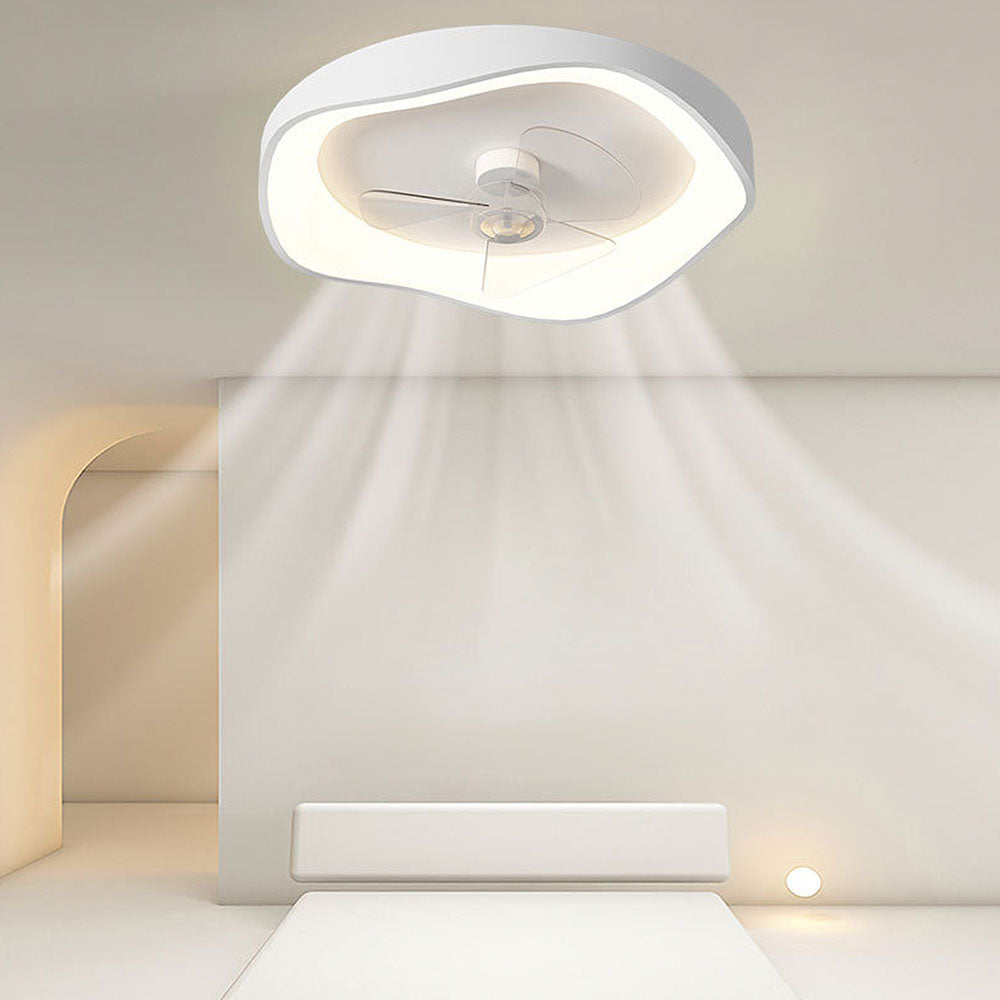 Sleek Modern Minimalist White Iron Ceiling Fan with Integrated Light for Stylish Home Interiors