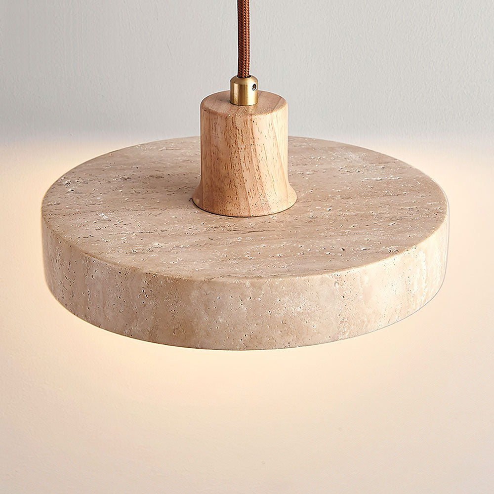 Minimalist Wooden and Stone Pendant Light for Stylish Living Room Illumination