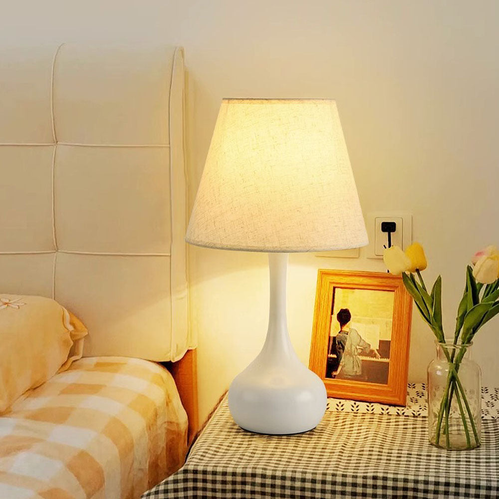 Elegant White Mini Fabric Table Lamp - Modern Design for Stylish Home Lighting - Perfect for Bedrooms, Living Rooms, and Offices