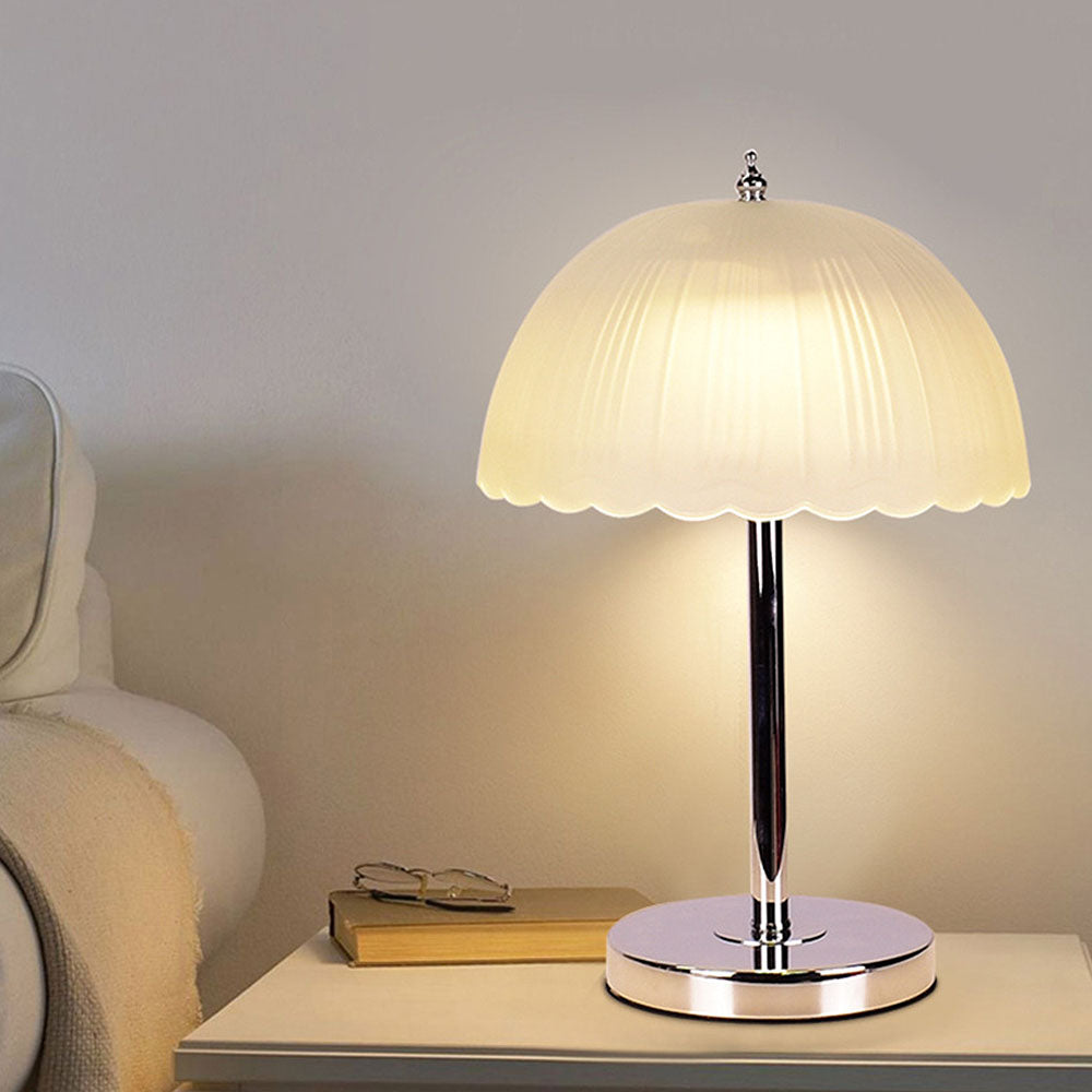 Elegant Modern White Glass Table Lamp for Bedroom - Stylish, Simple Design for Ambient Lighting and Contemporary Decor