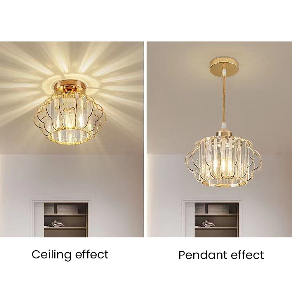 Opulent Gold Crystal Ceiling Light Fixture for Elegant Hallways – Stunning Luxury Lighting for Your Home Decor