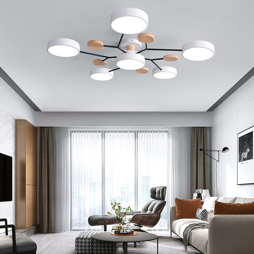 Contemporary Round Low Ceiling Light Fixture for Living Room Ambiance and Style Enhancement