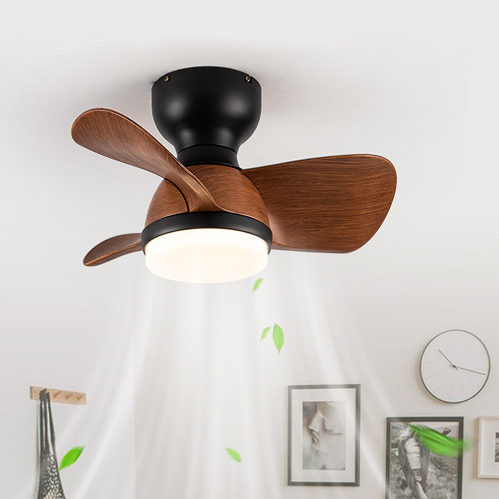 Elegant Wooden Ceiling Fan with LED Light for a Stylish Bedroom Ambience - Simple Design for Modern Living Spaces