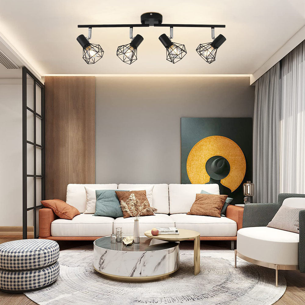 Modern Adjustable Track Lighting for Living Rooms - Sleek Iron Design for Stylish Home Illumination