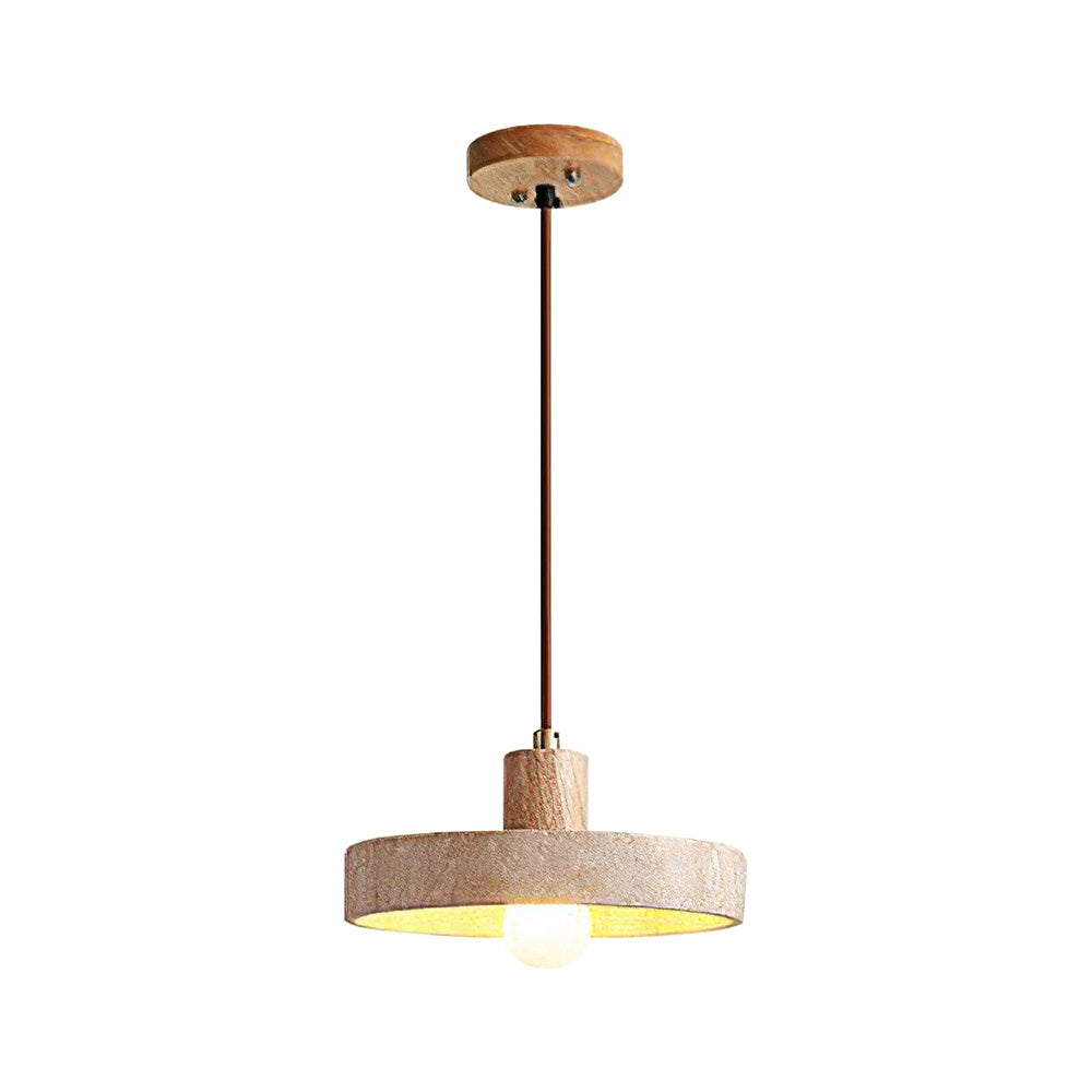 Minimalist Wooden and Stone Pendant Light for Stylish Living Room Illumination