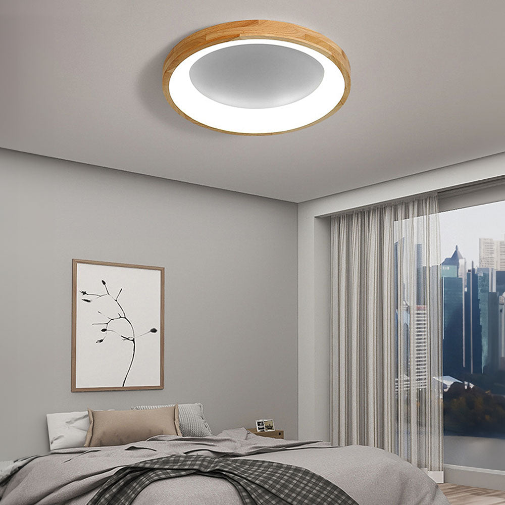 Minimalist Disc Wood LED Ceiling Light for Bedroom – Stylish and Modern Illumination for Contemporary Spaces