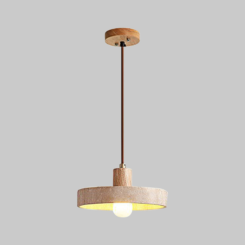 Minimalist Wooden and Stone Pendant Light for Stylish Living Room Illumination