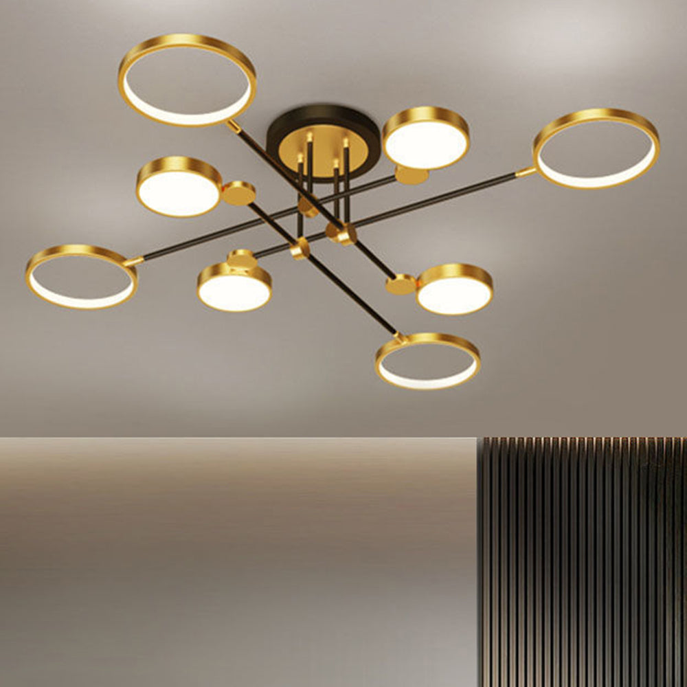 Elegant Multi-Ring LED Ceiling Light in Gold and Black for Stylish Bedroom Illumination and Modern Home Décor