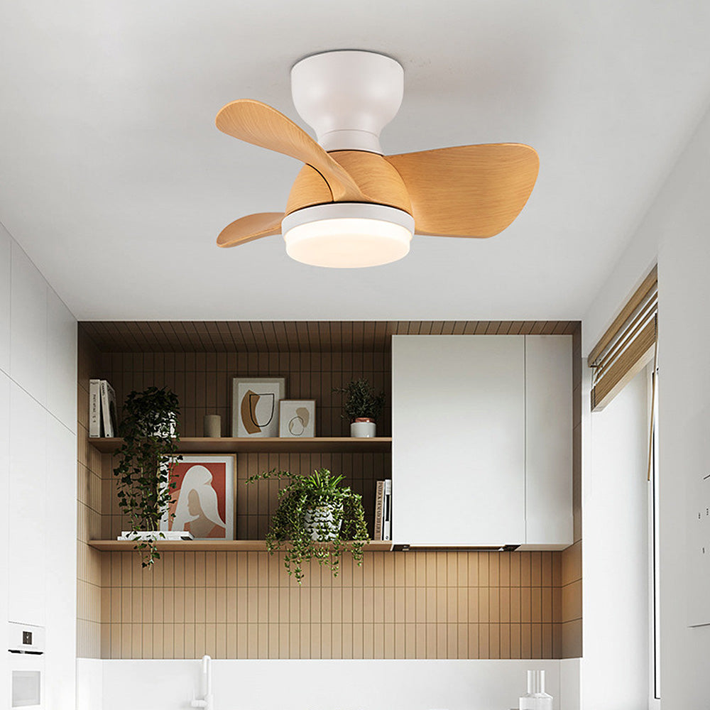 Elegant Wooden Ceiling Fan with LED Light for a Stylish Bedroom Ambience - Simple Design for Modern Living Spaces