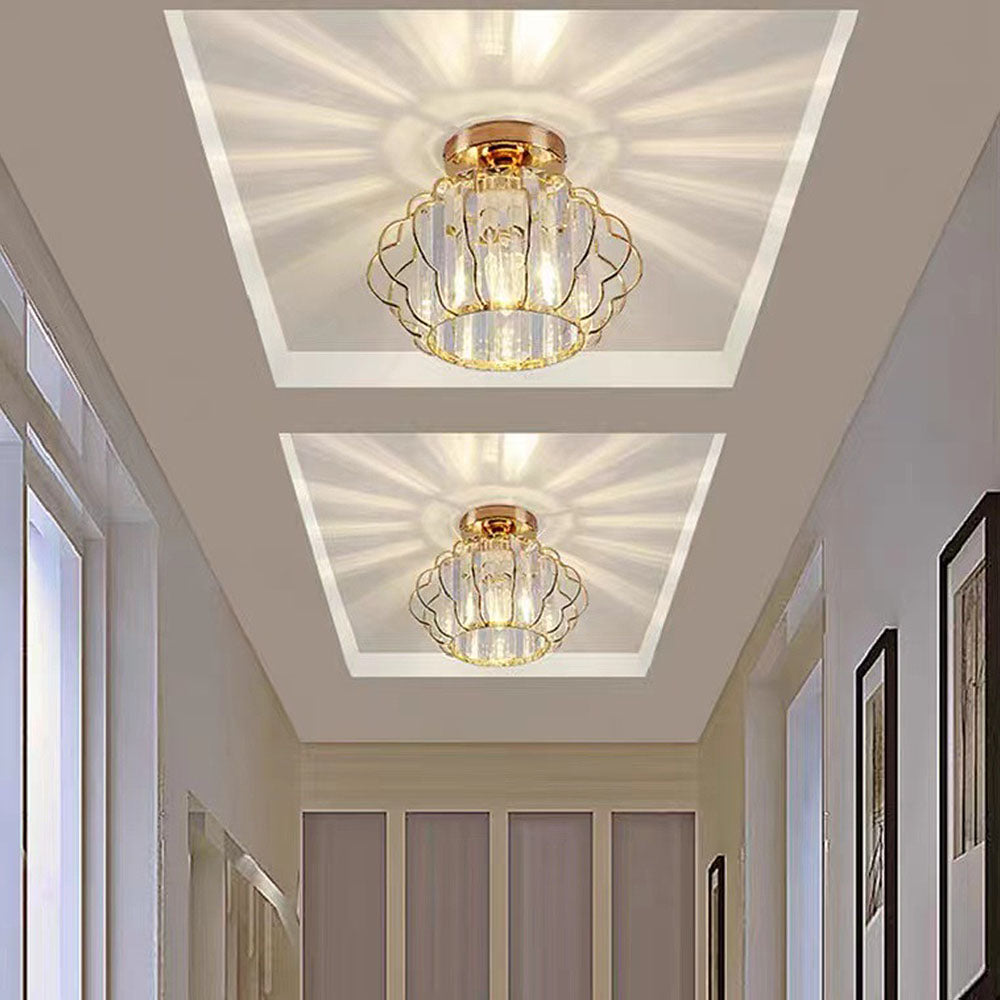 Opulent Gold Crystal Ceiling Light Fixture for Elegant Hallways – Stunning Luxury Lighting for Your Home Decor