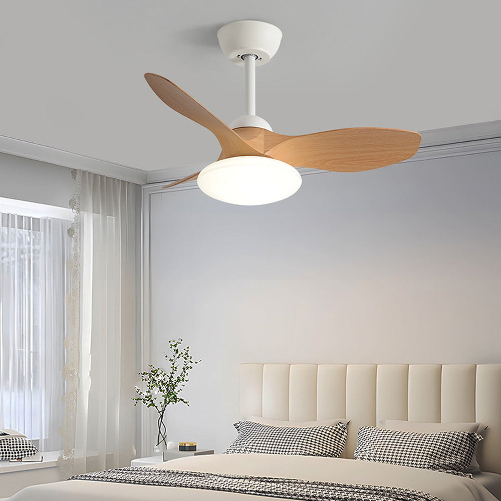 Natural Wood Elegant Ceiling Fan with LED Light - Stylish and Simple Design for Modern Homes and Spaces